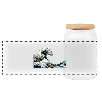 Wave The Great Wave off Kanagawa | Song Shirt - Panoramic Cookie Jar with Wooden Lid - white - Front