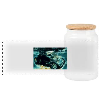 Voiture - Boîte à biscuits avec couvercle en bois - blanc - Devant
