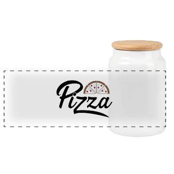 Pizza - Panorama Keksdose mit Holzdeckel - Weiß - Vorne