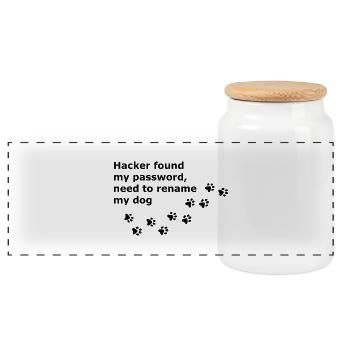 Hacker hat mein Passwort gefunden, muss meinen Hund umbenennen. - Panorama Keksdose mit Holzdeckel - Weiß - Vorne