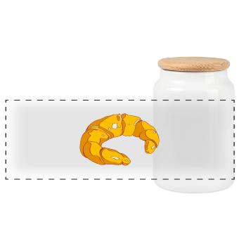 Kipferl Petit-déjeuner Skipferl Zuckergoscherl Croissants - Boîte à biscuits avec couvercle en bois - blanc - Devant