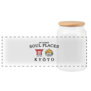 Kyoto, Japan, Soul Places Fushimi Inari Taisha - Panoramic Cookie Jar with Wooden Lid - white - Front