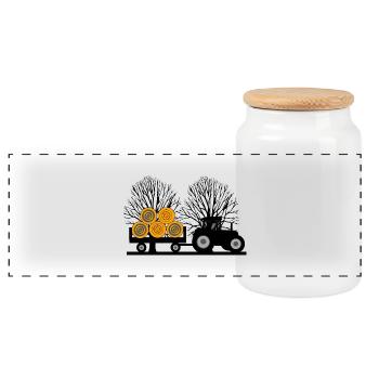 Tracteur - Boîte à biscuits avec couvercle en bois - blanc - Devant