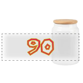 90. 90 ANS. 90e ANNIVERSAIRE. ANNIVERSAIRE 90 ANS. - Boîte à biscuits avec couvercle en bois - blanc - Devant