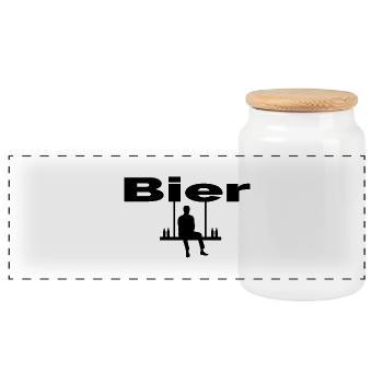 Bière - Boîte à biscuits avec couvercle en bois - blanc - Devant