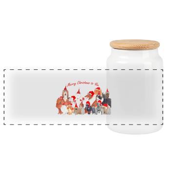 Christmas dogs Christmas dogs1 - Panoramic Cookie Jar with Wooden Lid - white - Front