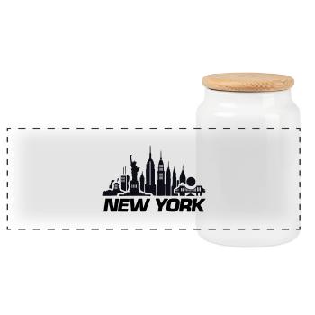 new york skyline ny - Panorama Keksdose mit Holzdeckel - Weiß - Vorne