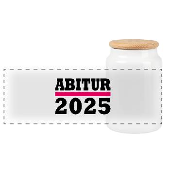 Abitur 2025 - Panoramic Cookie Jar with Wooden Lid - white - Front