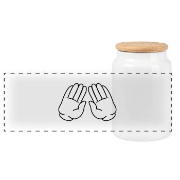 Mains de bande dessinée 02 - Boîte à biscuits avec couvercle en bois - blanc - Devant