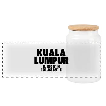 Kuala Lumpur - Design mit Koordinaten - Panorama Keksdose mit Holzdeckel - Weiß - Vorne