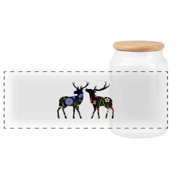 Cerf - Boîte à biscuits avec couvercle en bois - blanc - Devant