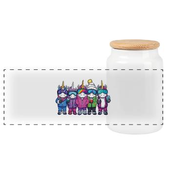 Vacances de ski Unicorn Team - Boîte à biscuits avec couvercle en bois - blanc - Devant