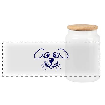 Visage de chien Petit Tête d’animal de compagnie Mignon - Boîte à biscuits avec couvercle en bois - blanc - Devant