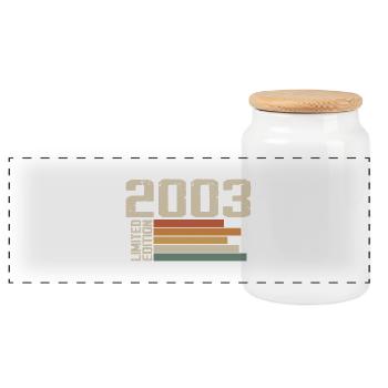 2003 Vintage - Retro 2003 Birthday Gift 2003 - Panoramic Cookie Jar with Wooden Lid - white - Front