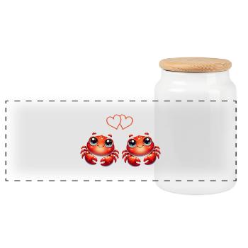 krabbe comic love - Panorama Keksdose mit Holzdeckel - Weiß - Vorne