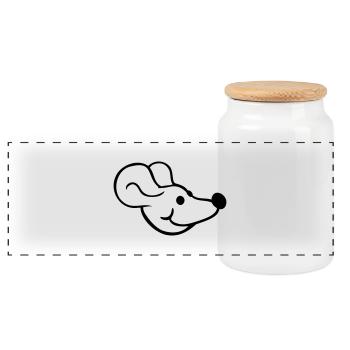 Mouse Mouse Cute Little Rat Rodent Friendly - Panoramic Cookie Jar with Wooden Lid - white - Front