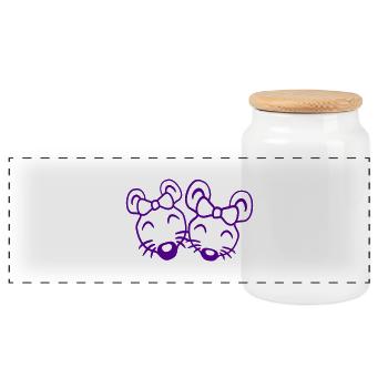 2 Mice Girlfriends Couple Two Women Girls Team - Panoramic Cookie Jar with Wooden Lid - white - Front