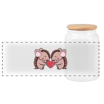 Armadillo Couple In Love Valentine's Day - Panoramic Cookie Jar with Wooden Lid - white - Front
