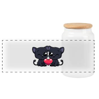 Panther Paar Verliebt Valentinstag - Panorama Keksdose mit Holzdeckel - Weiß - Vorne