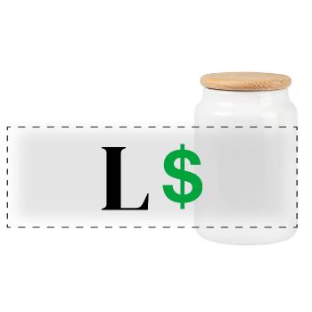 Letter l dollar - Panoramic Cookie Jar with Wooden Lid - white - Front