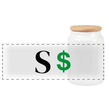 Lettre s dollar - Boîte à biscuits avec couvercle en bois - blanc - Devant