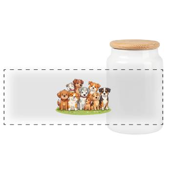 Une meute de chiens - Boîte à biscuits avec couvercle en bois - blanc - Devant