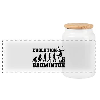 Badminton Evolution Silhouette - Panorama Keksdose mit Holzdeckel - Weiß - Vorne