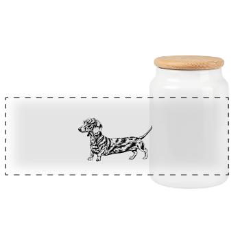 dachshund - Panorama Keksdose mit Holzdeckel - Weiß - Vorne