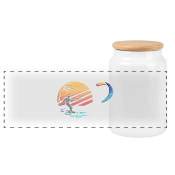 Go Kite - Panoramic Cookie Jar with Wooden Lid - white - Front