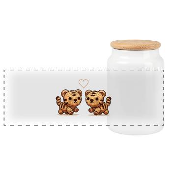 Tigre en bois couple amour - Boîte à biscuits avec couvercle en bois - blanc - Devant