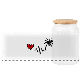 Heartbeat Palm Tree Holiday - Boîte à biscuits avec couvercle en bois - blanc - Devant