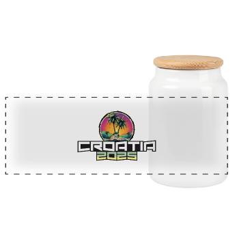 Croatie 2025 Palmiers de vacances - Boîte à biscuits avec couvercle en bois - blanc - Devant
