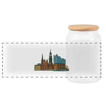 Horizon de Hambourg - Boîte à biscuits avec couvercle en bois - blanc - Devant