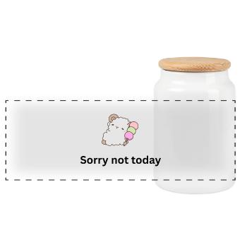 Sorry not today - Panoramic Cookie Jar with Wooden Lid - white - Front