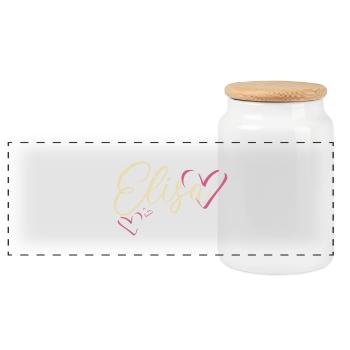 Elisa Nom Prénom Calligraphie Coeur - Boîte à biscuits avec couvercle en bois - blanc - Devant