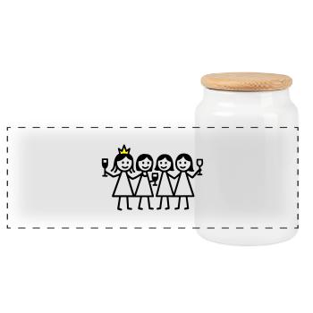 Hen Birthday - Panoramic Cookie Jar with Wooden Lid - white - Front