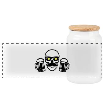 Bier Skelett Party - Panorama Keksdose mit Holzdeckel - Weiß - Vorne