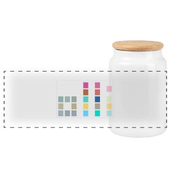 Colorful OLLI - One Life. Live It. Cube Design - Panoramic Cookie Jar with Wooden Lid - white - Front