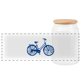 bicycle - Panoramic Cookie Jar with Wooden Lid - white - Front