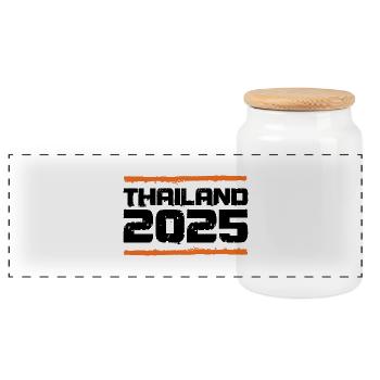Thailand 2025 Urlaub - Panorama Keksdose mit Holzdeckel - Weiß - Vorne