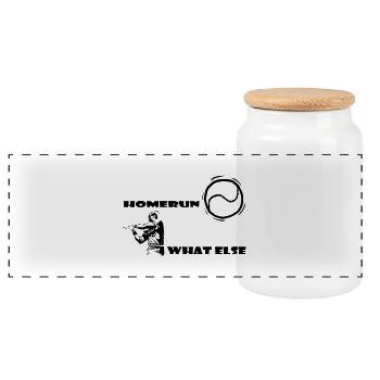 Baseball Hardball Homerun Softball Hitter Pitch - Panoramic Cookie Jar with Wooden Lid - white - Front