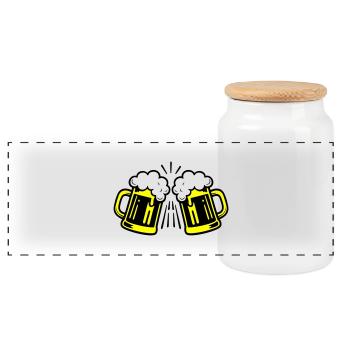 Bier Symbol Bierglas - Panorama Keksdose mit Holzdeckel - Weiß - Vorne