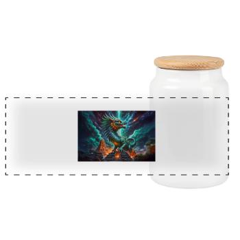 Quetzalcoatl, dieu serpent à plumes aztèque du mythe - Boîte à biscuits avec couvercle en bois - blanc - Devant