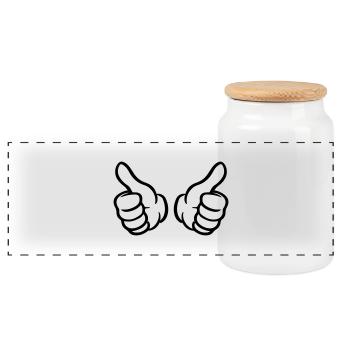 pouces levés main comme - Boîte à biscuits avec couvercle en bois - blanc - Devant