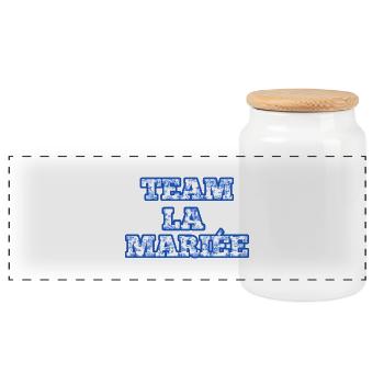 Team de la Mariée chinoiserie bleu - Boîte à biscuits avec couvercle en bois - blanc - Devant