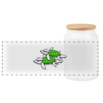 2 tortues d’eau surfeur surf planche de surf mignon - Boîte à biscuits avec couvercle en bois - blanc - Devant