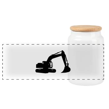 excavatrice - Boîte à biscuits avec couvercle en bois - blanc - Devant