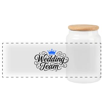Wedding Team Hochzeit - Panorama Keksdose mit Holzdeckel - Weiß - Vorne