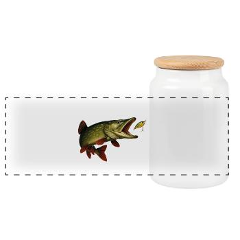 Scène de morsure de brochet – Wobbler & Catch Moment - Boîte à biscuits avec couvercle en bois - blanc - Devant