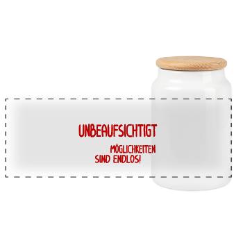 Unbeaufsichtigt – Rentner Spaßshirt - Panorama Keksdose mit Holzdeckel - Weiß - Vorne